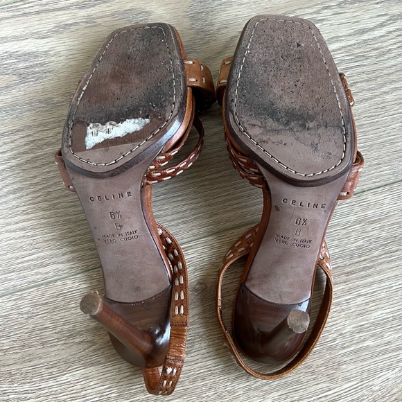 CELINE Leather Stiletto Slingback with metal accent — US 6.5 - Picture 7 of 8